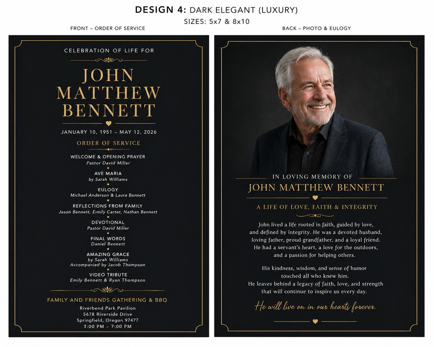 Dark Elegant memorial program
